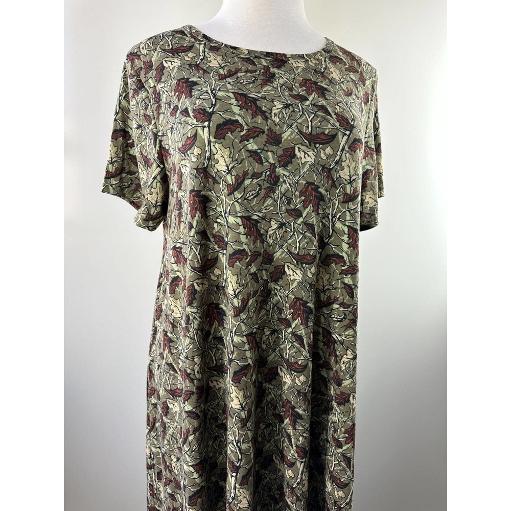 🦄 Lularoe Carly Dress Fall Autumn Leaf Stretch Hi-Lo Short Sleeve Plus Size 3XL - Picture 2 of 6